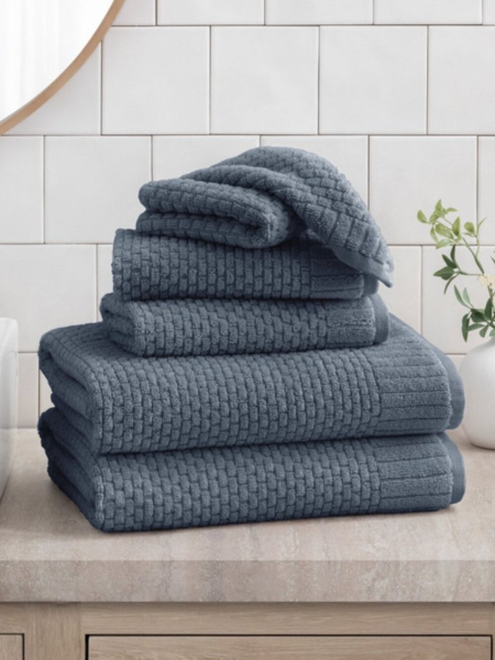WelHome Textured Towels - 6-piece Set, Blue
